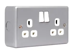 BG 13A Metal Clad Double Switched Socket, Scratch Resistant Steel