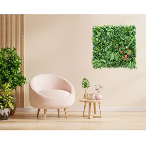 Artificial Plant Wall Panel Realistic Evergreen Flower Foliage - Indoor / Outdoor - Large 1m x 1m - Hedgerow