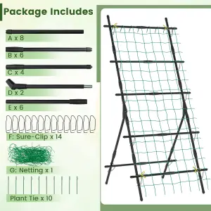 Costway 187cm Tall Garden Trellis for Cucumber Climbing Plants Vertical Plant Support Stand w/ Netting