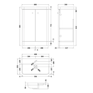 Core 605mm Single Bathroom Vanity with Integrated Vitreous China Basin Gloss White