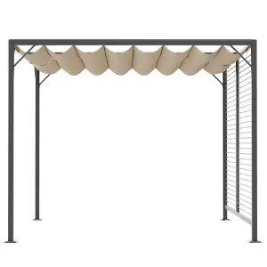 Outsunny Metal Pergola Patio Sun Shelter Grape Tent Retractable Canopy UV Cut