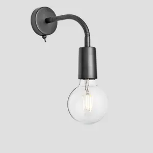 Industville Sleek Edison Adjustable Wall Light, Pewter