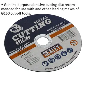 Heavy Duty 150mm Flat Metal Cutting Disc for Angle Grinders - 22mm Bore