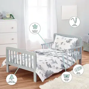 Kinder Valley 7 Piece Toddler Bed Bundle Grey with Kinder Flow Mattress - Woodland Tales Bedding