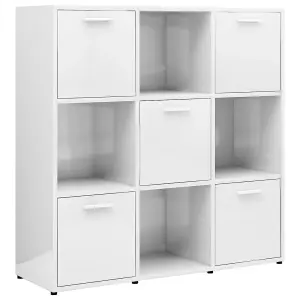 Berkfield Book Cabinet High Gloss White 90x30x90 cm Engineered Wood