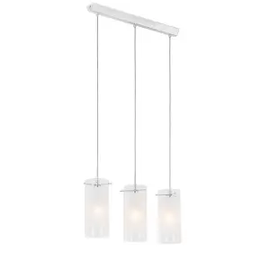 Luminosa Modern Hanging Pendant Chrome 3 Light  with White, Clear Shade, E27