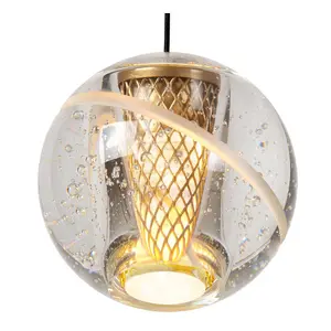 Lucide DILENKO - Pendant light - 14 cm - LED - 1x4,2W 2700K - Matt Gold / Brass