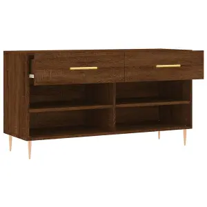 Berkfield Shoe Bench Brown Oak 102x35x55 cm Engineered Wood