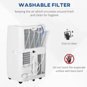 HOMCOM 12,000 BTU Portable Air Conditioner Dehumidifier Cooling Fan, Remote, LED, 24H Timer, Wheels, Window Mount Kit, White