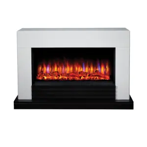 Suncrest Raby White MDF & stainless steel Freestanding Electric fire suite