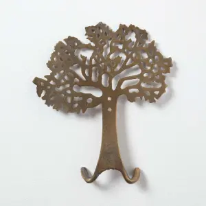 Homescapes Gold Tree of Life Wall Mounted Coat Hook