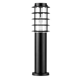 ValueLights Wharf Modern IP44 Rated Outdoor Black Stainless Steel Bollard Lantern Light Post with LED Bulb