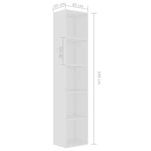 Berkfield Book Cabinet White 40x30x189 cm Engineered Wood