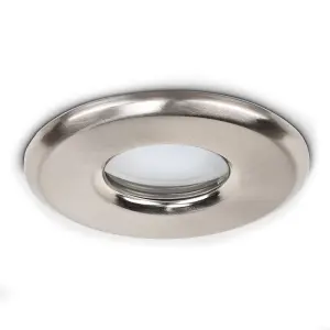 ValueLights Downlight IP65 Brushed Chrome Ceiling Light Fitting Single Pack