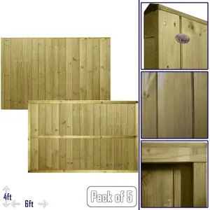 Ultimate Vertical Tongue & Groove Fence Panel (Pack of 5) Width: 6ft x Height: 4ft Interlocking Planks Fully Framed