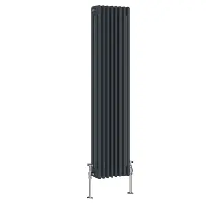 Rinse Bathrooms Traditional Radiator Anthracite Vertical Triple Column Cast Iron Radiators Heater Central Heating 1500x382mm