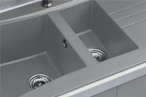 Liquida SEV150CG 1.5 Bowl Composite Reversible Grey Kitchen Sink And Waste Kit