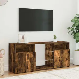 vidaXL TV Cabinet with LED Lights Smoked Oak 120x30x50 cm