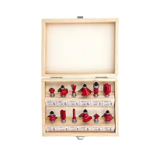 Wellcut WC-RB12 12 Piece 1/4" TCT Router Cutter Starter Bit Set in Wooden Case