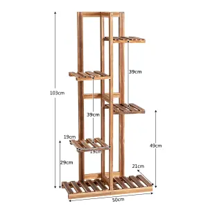 Costway 5 Tier Flower Stand Wooden Vertical Potted Plant Rack Home Garden Freestanding Display Shelf