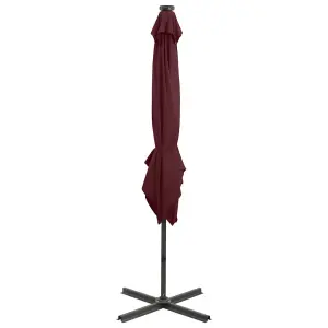 Berkfield Cantilever Umbrella with Pole and LED Lights Bordeaux Red 250 cm