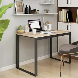 Berkfield Computer Desk Black and Oak 110x60x73 cm Engineered Wood