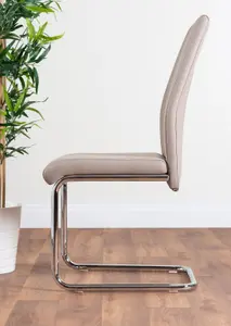 Adley Grey Concrete Effect And Black Round Dining Table with Storage Shelf and 4 Beige Lorenzo Chairs for Modern Sleek Dining Room