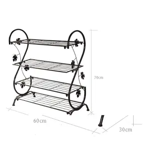 4 Tier Black Metal Shoe Rack Shoe Storage Organizer Shoe Shelf