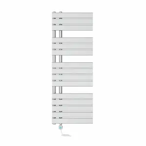 Rinse Bathrooms Designer WiFi Thermostatic Electric Bathroom Heated Towel Rail Radiator with Timer Flat Panel 1380x500mm Chrome