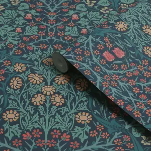 William Morris Gallery Collection Navy Blackthorn Smooth Wallpaper