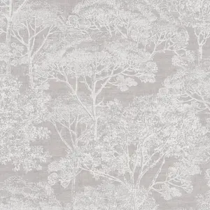 Galerie Havana Grey Cream Tree Motif Textured Wallpaper