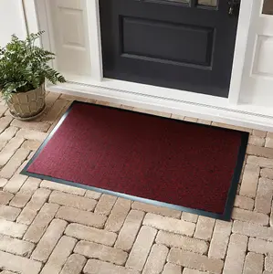 Serdim Rugs Non Slip Dirt Trapper Rubber Edged PVC Barrier Door Entrance Mats Red 60x120 cm