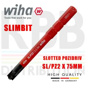 Wiha SlimBit Screwdriver Phillips Slotted Plusminus With Holder 1000v VDE 41230