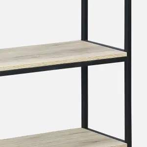 sweeek. 3-level industrial bookcase with wood and metal effect Loft Black 120x30x80 cm