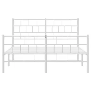 Berkfield Metal Bed Frame with Headboard and Footboard White 140x200 cm