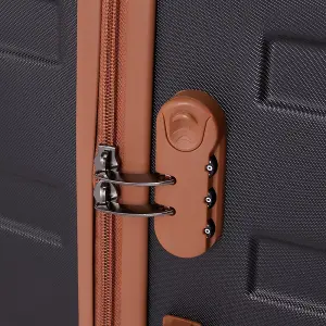 4PCS Lockable ABS Travel Suitcase Set in Black and Brown