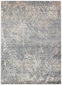 Blue Ivory Abstract Handmade Modern Rug Easy to clean Living Room and Bedroom-80 X 240cm (Runner)