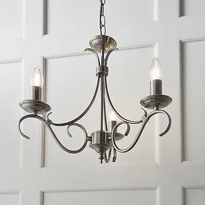 Luminosa Bernice 3 Light Multi Arm Ceiling Pendant Antique Silver, E14