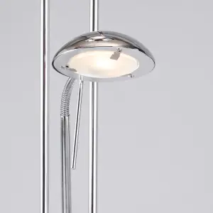 Litecraft Mother & Child Polished Chrome Dimmable Floor Lamp 2 Arm with Bulbs