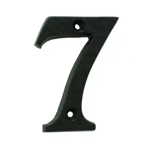 Black Antique Door Number 7 78mm Height 8mm Depth Iron Face Numeral Plaque