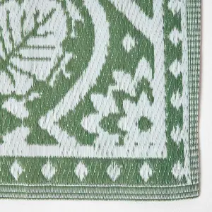 Homescapes Green Outdoor Rug with Floral Leaf Pattern, 122 x 182 cm