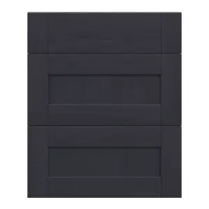 Alpinia Matt midnight navy wood effect Drawer front, Pack of 3 (H)715mm (W)597mm (T)18mm