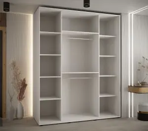 Sapporo II - Airy White Mirrored Sliding Door Wardrobe - Compact Storage for Modern Living (H)2050mm (W)1900mm (D)600mm