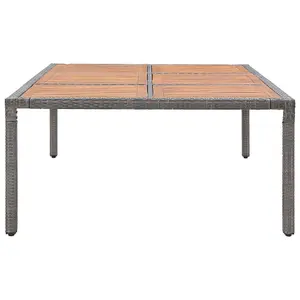 Berkfield Garden Table Grey 200x150x74 cm Poly Rattan and Acacia Wood