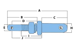 Cat 1-2 Tractor Implement Mounting Pin Lower Link with 2 Nuts (1" UNF Thread Trailer Linkage)