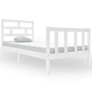 Berkfield Bed Frame White Solid Wood Pine 90x190 cm 3FT Single