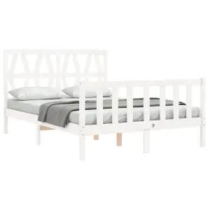 Berkfield Bed Frame with Headboard White 140x190 cm Solid Wood