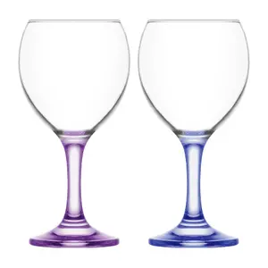 LAV 260ml Misket Wine Glasses - Coloured Stem - Pack of 12