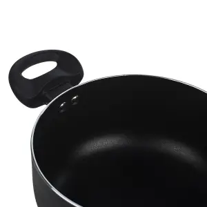 BLAUMANN 24x11cm Casserole with Glass Lid 4.2L Matt Black Cookware Frying Grill Pots Pan Saucepan Casserole Soft Touch Handle Lid