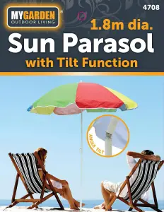 Garden Beach Patio Tilting Parasol - Multi-Coloured